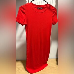 Zara Vibrant Red midi red dress
